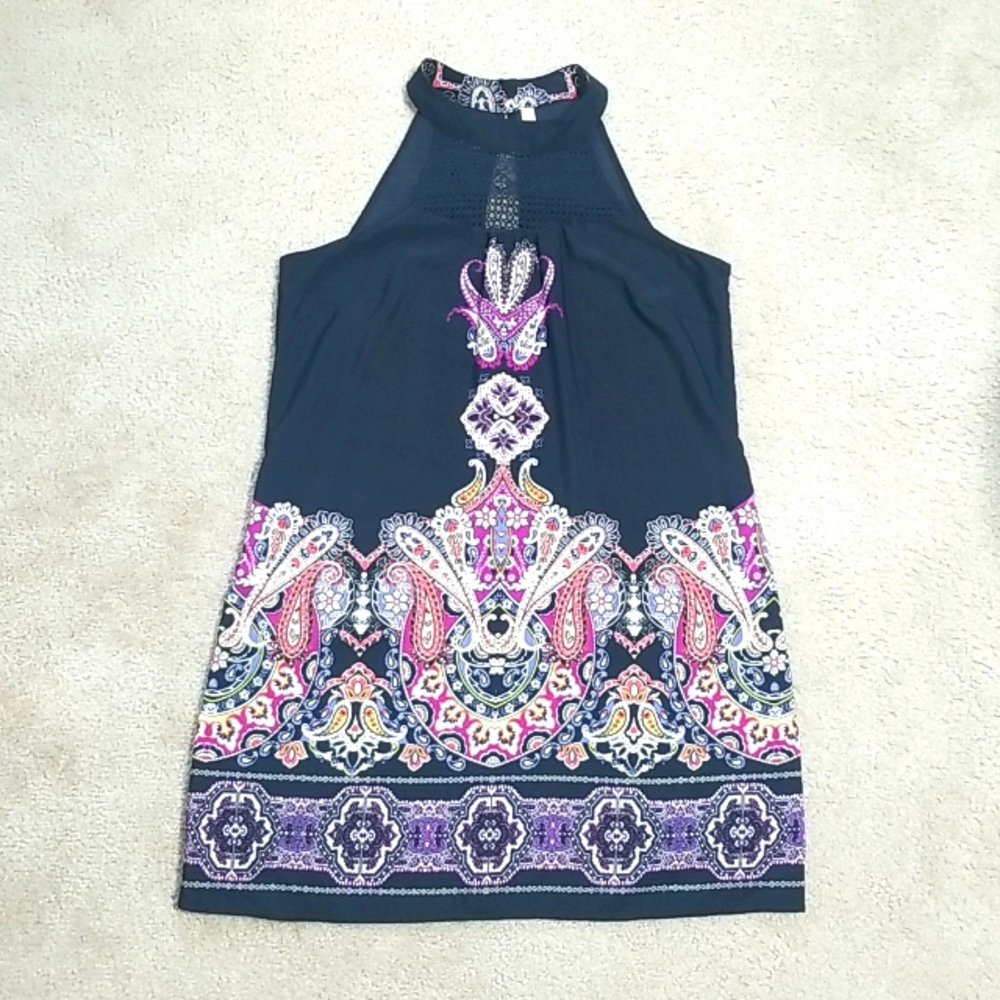Black/Multi Print Sleeveless Dress